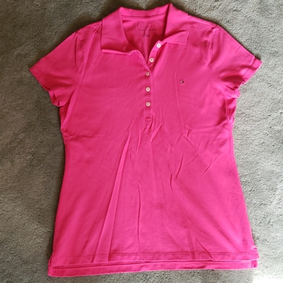 Tommy Hilfiger Tops - EUC Tommy Hilfiger Sz L neon pink polo shirt
